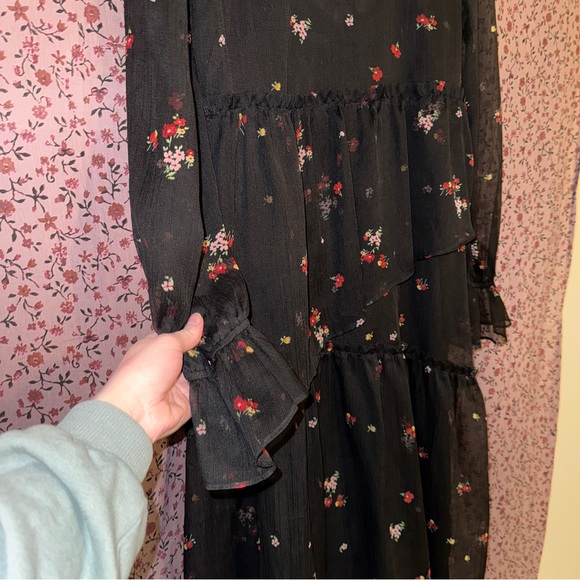 Who What Wear Black Sheer Floral Dress - Picture 4 of 6